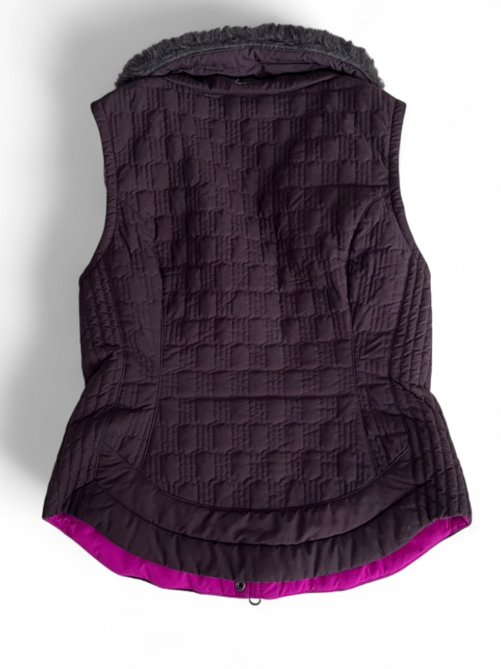NIKE Quilted Athletic Jacket Vest SIZE S (4-6) WOMENS Full Zip Faux Fur Nylon - Picture 2 of 12